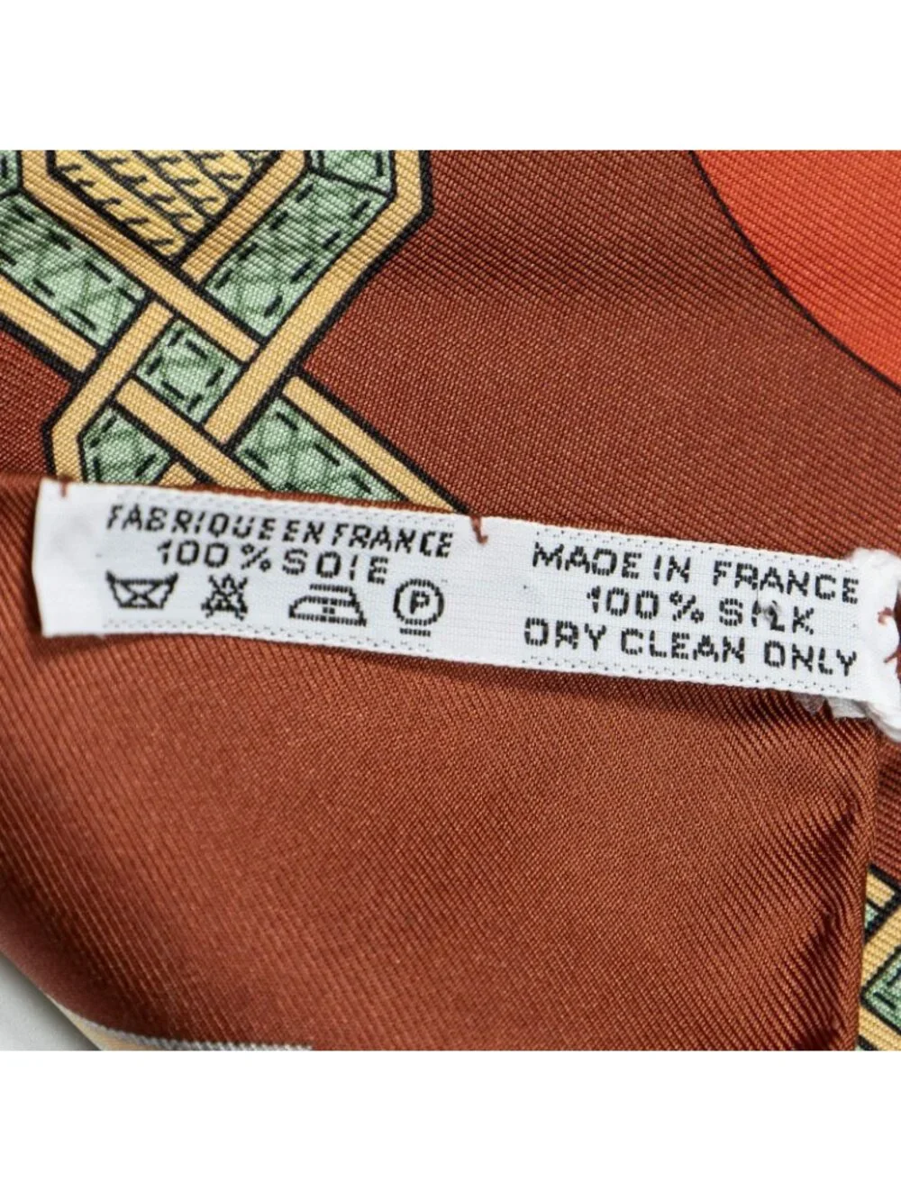 Hermes Scarf Red Brown Green Silk